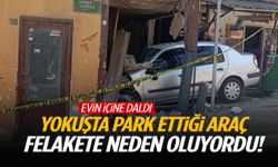 Bir anda hareket etti! Kontrolden çıkan otomobil 3 katlı eve girdi