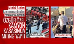 Özgür Özel kamyon kasasında konuştu