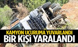 Korku dolu anlar! Kamyon uçuruma yuvarlandı