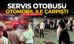 Servis otobüsü ile otomobil çarpıştı!