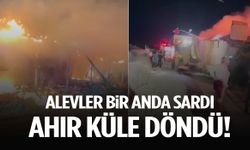 Alevler bir anda sardı! Ahır küle döndü