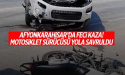 Afyonkarahisar’da feci kaza! Motosiklet sürücüsü yola savruldu