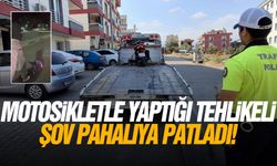 Motosikletle yaptığı tehlikeli şov pahalıya patladı!