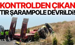 Kontrolden çıkan tır şarampole devrildi! Yaralılar var...