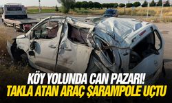 Köy yolunda can pazarı! Takla atan araç şarampole uçtu