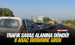 Trafik savaş alanına döndü! 8 araç birbirine girdi