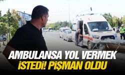 Ambulansa yol vermek istedi! Pişman oldu