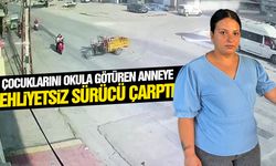 Çocuklarını okula götüren anneye ehliyetsiz sürücü çarptı: O anlar kamerada
