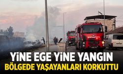 Ege’de yerleşim yerlerine yakın bölgede yangın korkuttu