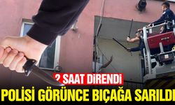Polisi görünce bıçağına sarıldı