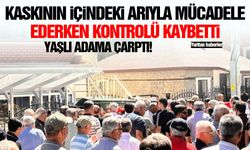 Kaskının içindeki arıyla mücadele ederken kontrolü kaybetti!
