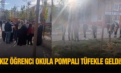 Kız öğrenci okula pompalı tüfekle geldi!