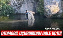 Otomobil uçurumdan göle uçtu!