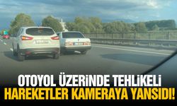 Otoyol üzerinde tehlikeli hareketler kameraya yansıdı!
