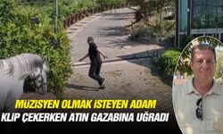 Klip çekeyim derken atın gazabına uğradı