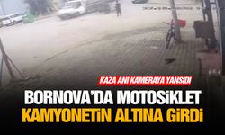 Bornova’da motosiklet kamyonetin altına girdi