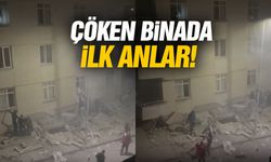 Çöken binada ilk dakikalar! Yaşam mücadelesi kameraya yansıdı