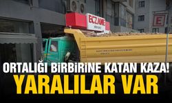 Hafriyat kamyonu eczaneye daldı! yaralılar var