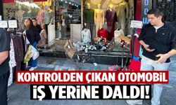 İzmir’de kontrolden çıkan otomobil iş yerine daldı