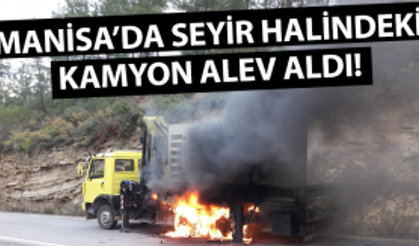 Kamyon seyir halinde alev aldı