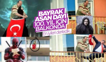 Bayrak Asan Dayı kimdir? 100. yıl için balkona çıkan Bayrak Asan Dayı fotoğrafları...