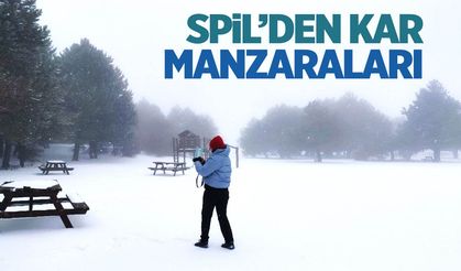 Manisa'nın simgesi Spil Dağı bembeyaz! Spil'den kar manzaraları