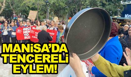 Manisa’daki CHP’li kadınlar boş tencerelerle meydanlara çıktı
