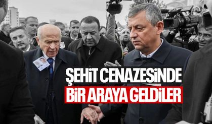 Devlet Bahçeli ve Özgür Özel şehit cenazesinde bir araya geldi