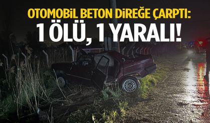 Otomobil beton direğe çarptı: 1 ölü, 1 yaralı