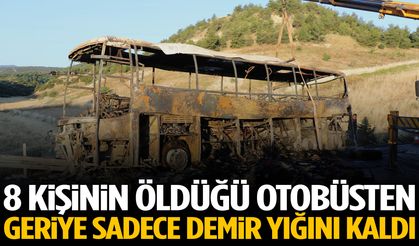 8 kişinin öldüğü otobüsten geriye sadece demir yığını kaldı