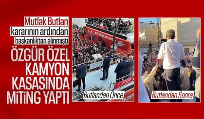 Özgür Özel kamyon kasasında konuştu