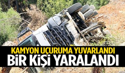 Korku dolu anlar! Kamyon uçuruma yuvarlandı