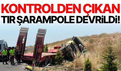 Kontrolden çıkan tır şarampole devrildi! Yaralılar var...