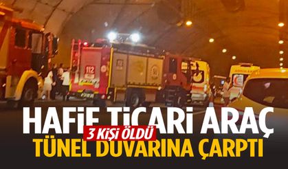 Hafif ticari araç tünel duvarına çarptı: 3 ölü