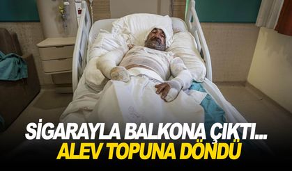 Sigarayla balkona çıktı... Alev topuna döndü