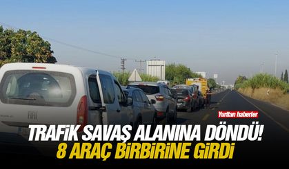 Trafik savaş alanına döndü! 8 araç birbirine girdi