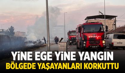 Ege’de yerleşim yerlerine yakın bölgede yangın korkuttu