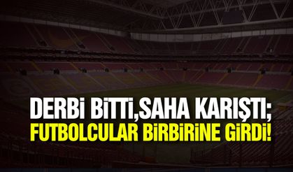 Derbi bitti, saha karıştı! Futbolcular birbirine girdi