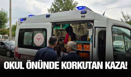 Okul önünde korkutan kaza!