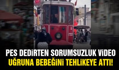 Pes dedirten sorumsuzluk! Video uğruna bebeğini tehlikeye attı