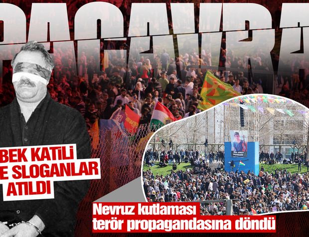 Diyarbakır'da Nevruz kutlamasında terör paçavrası açıp slogan atıldı