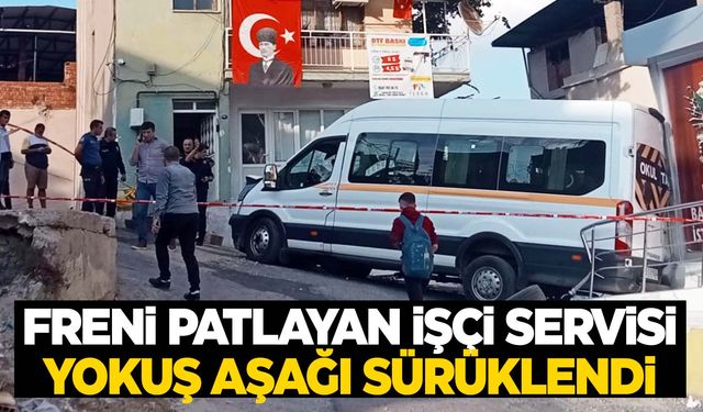 Freni patlayan işçi servisi yokuş aşağı sürüklendi