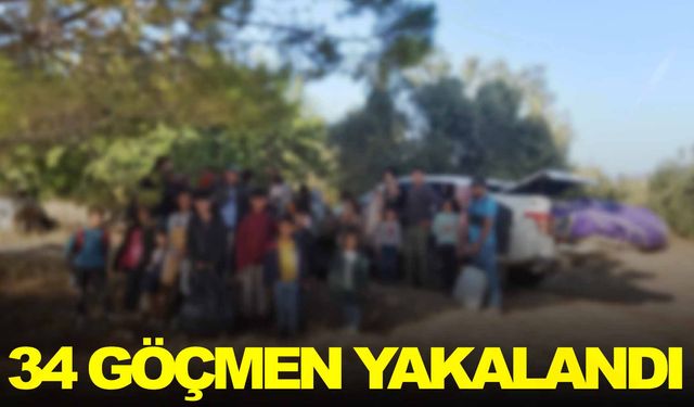 İzmir'de 34 düzensiz göçmen yakalandı