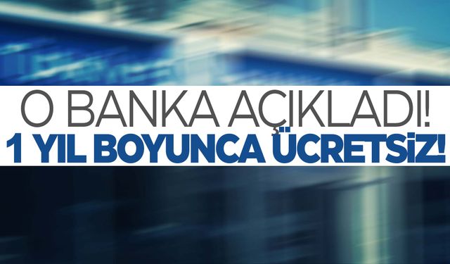 O banka fırsatı duyurdu… 1 sene boyunca ücretsiz olacak!