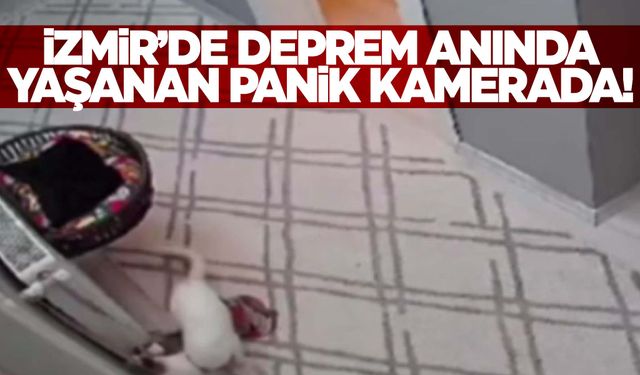 İzmir’de deprem anı kameraya böyle yansıdı… Beşik gibi sallandı!