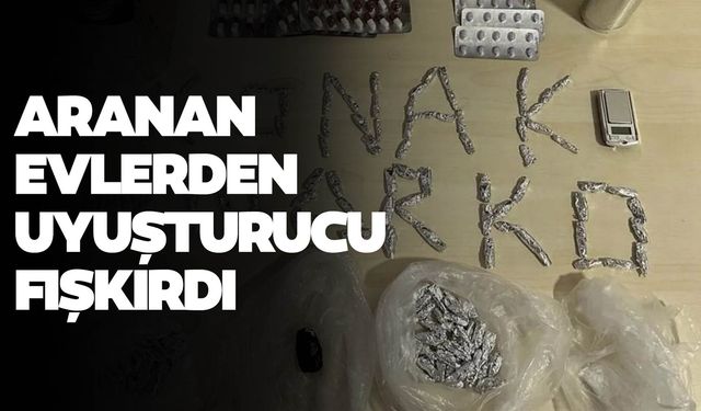 Yapılan aramada çok sayıda uyuşturucu ele geçirildi