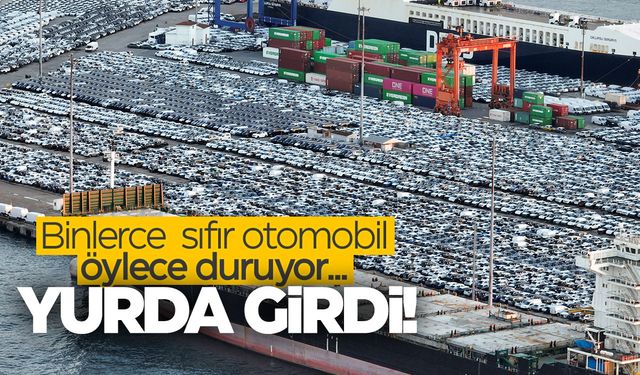 Binlerce sıfır otomobil havadan görüntülendi