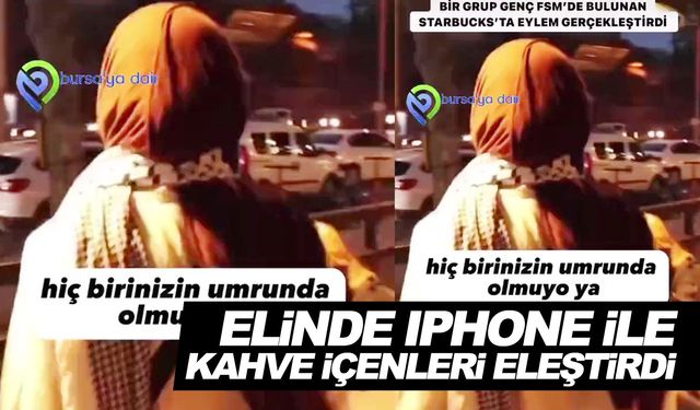 Elindeki iPhone'la Starbucks'a girenlere bağırdı