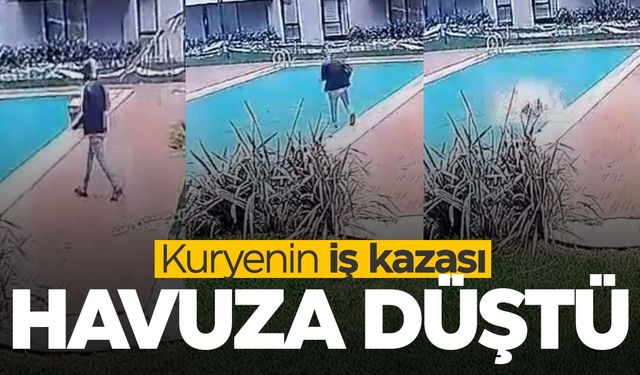 Dalgın kurye havuza düştü!