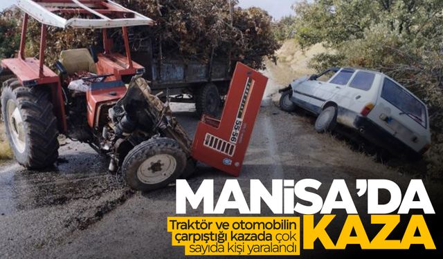 Manisa Selendi'de traktör otomobil ile çarpıştı: 7 yaralı